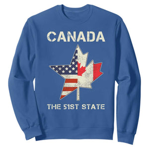 Canada The 51st State Sweatshirt Maple Canadian American Flag TS09 Royal Blue Print Your Wear