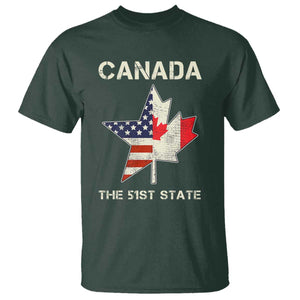 Canada The 51st State T Shirt Maple Canadian American Flag TS09 Dark Forest Green Print Your Wear