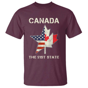 Canada The 51st State T Shirt Maple Canadian American Flag TS09 Maroon Print Your Wear