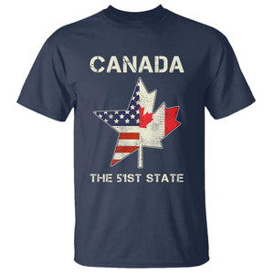 Canada The 51st State T Shirt Maple Canadian American Flag TS09 Navy Print Your Wear