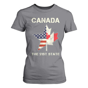 Canada The 51st State T Shirt For Women Maple Canadian American Flag TS09 Charcoal Print Your Wear