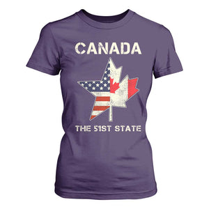 Canada The 51st State T Shirt For Women Maple Canadian American Flag TS09 Purple Print Your Wear