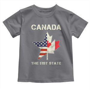 Canada The 51st State Toddler T Shirt Maple Canadian American Flag TS09 Charcoal Print Your Wear