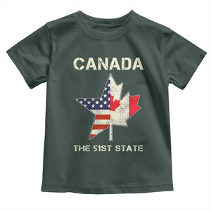 Canada The 51st State Toddler T Shirt Maple Canadian American Flag TS09 Dark Forest Green Print Your Wear