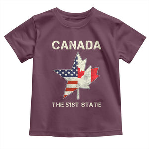 Canada The 51st State Toddler T Shirt Maple Canadian American Flag TS09 Maroon Print Your Wear