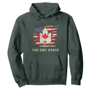 Canada The 51st State Hoodie Canadian Maple American Flag TS09 Dark Forest Green Print Your Wear