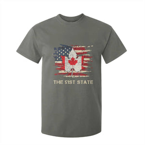 Canada The 51st State T Shirt For Kid Canadian Maple American Flag TS09 Military Green Print Your Wear