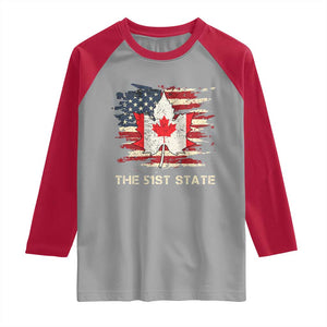 Canada The 51st State Raglan Shirt Canadian Maple American Flag TS09 Sport Gray Red Print Your Wear