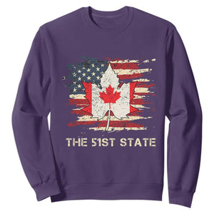 Canada The 51st State Sweatshirt Canadian Maple American Flag TS09 Purple Print Your Wear