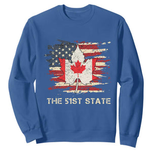 Canada The 51st State Sweatshirt Canadian Maple American Flag TS09 Royal Blue Print Your Wear