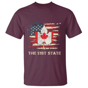 Canada The 51st State T Shirt Canadian Maple American Flag TS09 Maroon Print Your Wear