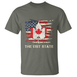 Canada The 51st State T Shirt Canadian Maple American Flag TS09 Military Green Print Your Wear