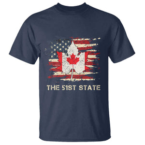 Canada The 51st State T Shirt Canadian Maple American Flag TS09 Navy Print Your Wear