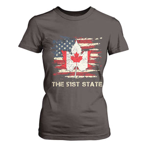 Canada The 51st State T Shirt For Women Canadian Maple American Flag TS09 Dark Chocolate Print Your Wear
