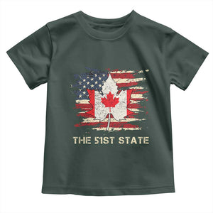 Canada The 51st State Toddler T Shirt Canadian Maple American Flag TS09 Dark Forest Green Print Your Wear