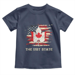 Canada The 51st State Toddler T Shirt Canadian Maple American Flag TS09 Navy Print Your Wear