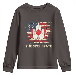 Canada The 51st State Youth Sweatshirt Canadian Maple American Flag TS09 Dark Chocolate Print Your Wear