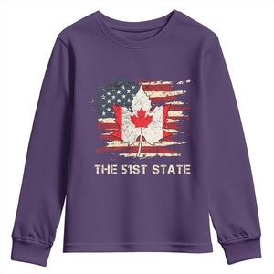 Canada The 51st State Youth Sweatshirt Canadian Maple American Flag TS09 Purple Print Your Wear