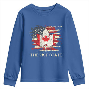 Canada The 51st State Youth Sweatshirt Canadian Maple American Flag TS09 Royal Blue Print Your Wear