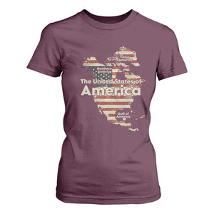 The New Trump Map Of USA T Shirt For Women Canada Greenland Gulf Of Mexico TS09 Maroon Print Your Wear