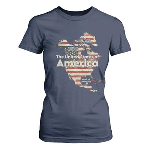 The New Trump Map Of USA T Shirt For Women Canada Greenland Gulf Of Mexico TS09 Navy Print Your Wear
