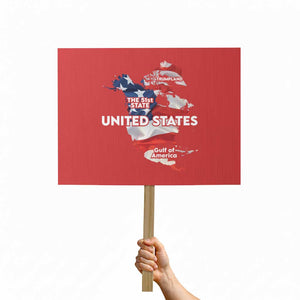 Funny Trump Map Of USA Protest Sign Canada Greenland Gulf Of Mexico TS09 Horizontal 18" × 24" Red Print Your Wear