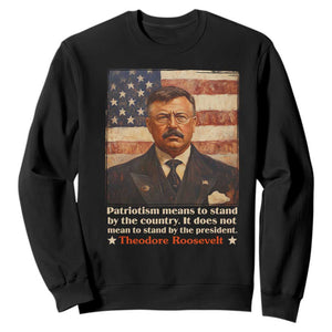 Theodore Roosevelt Sweatshirt Patriotism Means To Stand By The Country It Does Not Mean To Stand By The President TS09 Black Print Your Wear