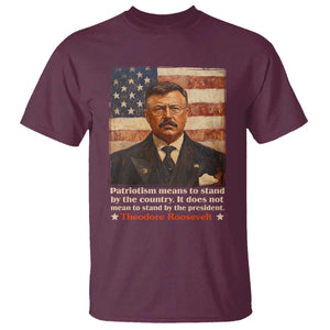 Theodore Roosevelt T Shirt Patriotism Means To Stand By The Country It Does Not Mean To Stand By The President TS09 Maroon Print Your Wear