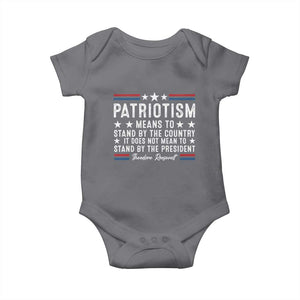 Patriotism Does Not Mean To Stand By The President Baby Onesie Theodore Roosevelt Teddy TS09 Charcoal Print Your Wear