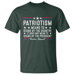 Patriotism Does Not Mean To Stand By The President T Shirt Theodore Roosevelt Teddy TS09 Dark Forest Green Print Your Wear