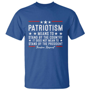 Patriotism Does Not Mean To Stand By The President T Shirt Theodore Roosevelt Teddy TS09 Royal Blue Print Your Wear