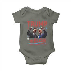 Cool Trump And Elon 2025 Baby Onesie TS09 Military Green Print Your Wear