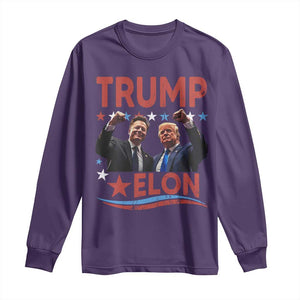 Cool Trump And Elon 2025 Long Sleeve Shirt TS09 Purple Print Your Wear