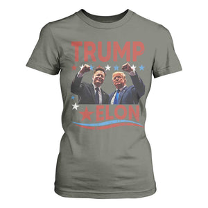 Cool Trump And Elon 2025 T Shirt For Women TS09 Military Green Print Your Wear