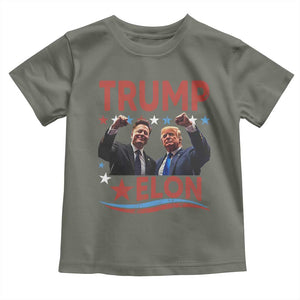 Cool Trump And Elon 2025 Toddler T Shirt TS09 Military Green Print Your Wear
