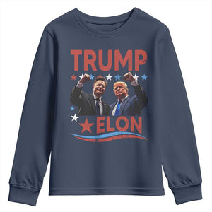 Cool Trump And Elon 2025 Youth Sweatshirt TS09 Navy Print Your Wear