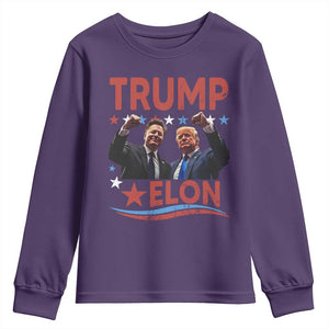 Cool Trump And Elon 2025 Youth Sweatshirt TS09 Purple Print Your Wear