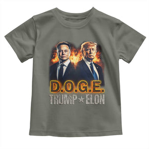 Trump Elon 2025 DOGE Toddler T Shirt TS09 Military Green Print Your Wear