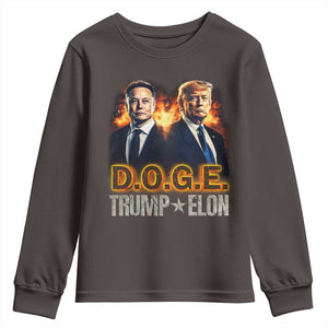 Trump Elon 2025 DOGE Youth Sweatshirt TS09 Dark Chocolate Print Your Wear