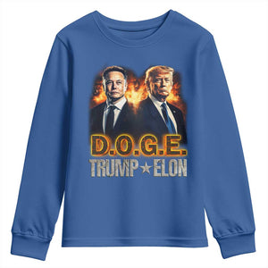 Trump Elon 2025 DOGE Youth Sweatshirt TS09 Royal Blue Print Your Wear