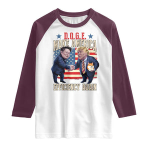 Trump Elon 2025 Raglan Shirt DOGE Make America Efficiency Again TS09 White Maroon Print Your Wear