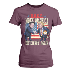 Trump Elon 2025 T Shirt For Women DOGE Make America Efficiency Again TS09 Maroon Print Your Wear