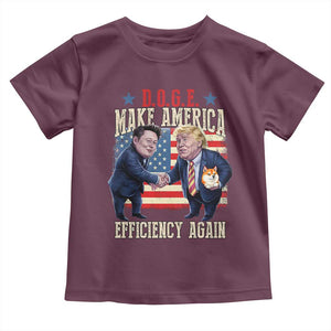 Trump Elon 2025 Toddler T Shirt DOGE Make America Efficiency Again TS09 Maroon Print Your Wear
