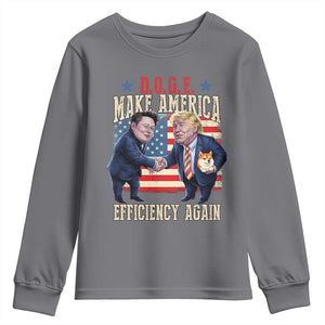 Trump Elon 2025 Youth Sweatshirt DOGE Make America Efficiency Again TS09 Charcoal Print Your Wear