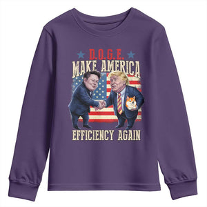 Trump Elon 2025 Youth Sweatshirt DOGE Make America Efficiency Again TS09 Purple Print Your Wear