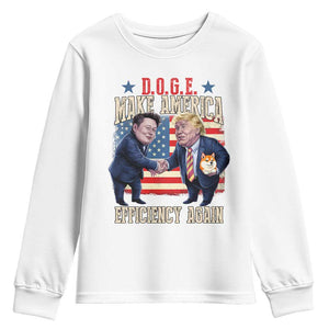 Trump Elon 2025 Youth Sweatshirt DOGE Make America Efficiency Again TS09 White Print Your Wear