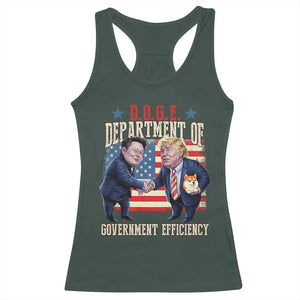 Trump Elon 2025 Racerback Tank Top DOGE Department of Government Efficiency TS09 Dark Forest Green Print Your Wear