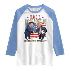 Trump Elon 2025 Raglan Shirt DOGE Department of Government Efficiency TS09 White Carolina Blue Print Your Wear