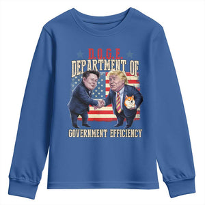 Trump Elon 2025 Youth Sweatshirt DOGE Department of Government Efficiency TS09 Royal Blue Print Your Wear