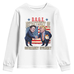 Trump Elon 2025 Youth Sweatshirt DOGE Department of Government Efficiency TS09 White Print Your Wear